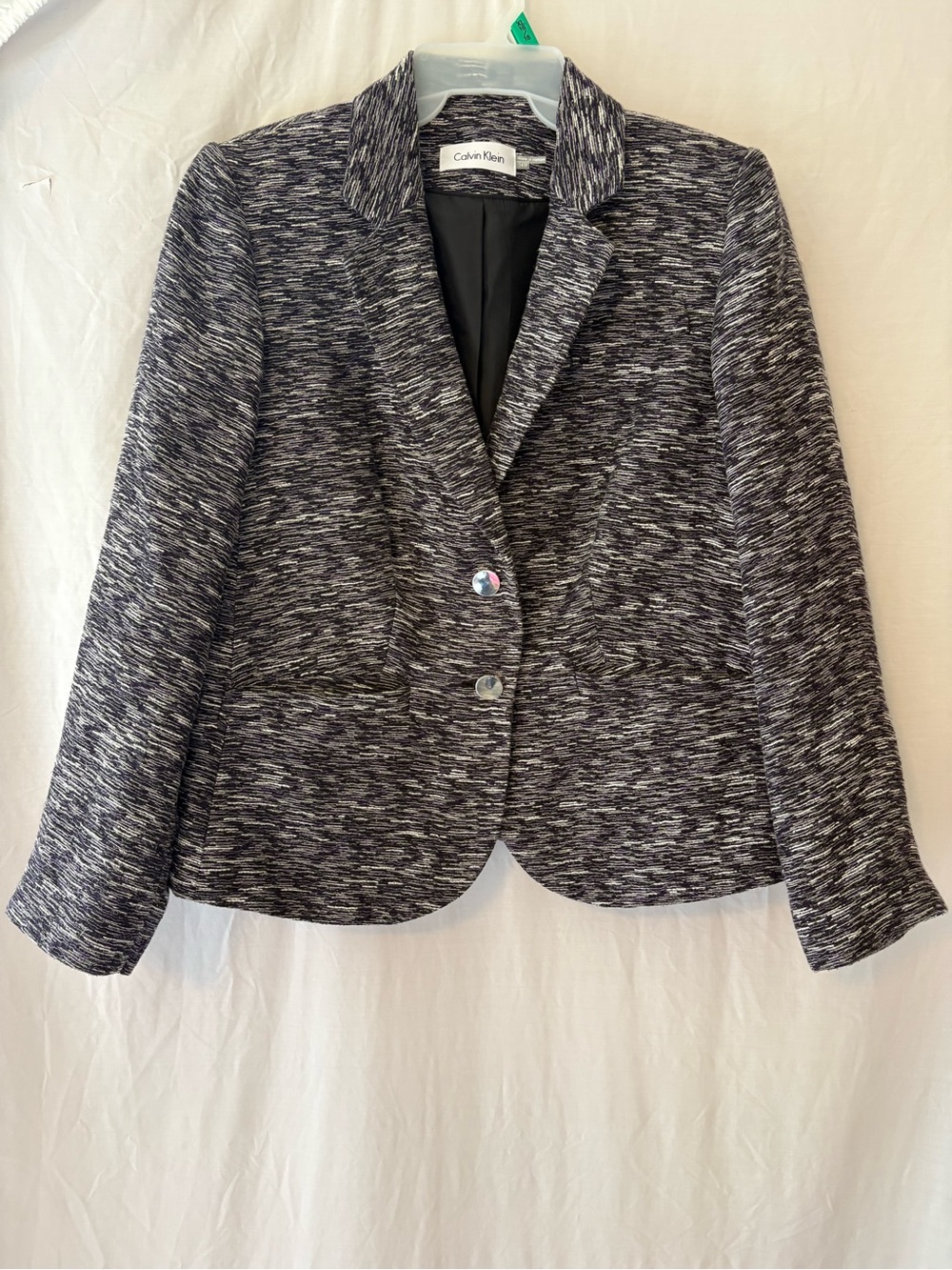 Calvin Klein Black, Purple & White Marled Knit Blazer